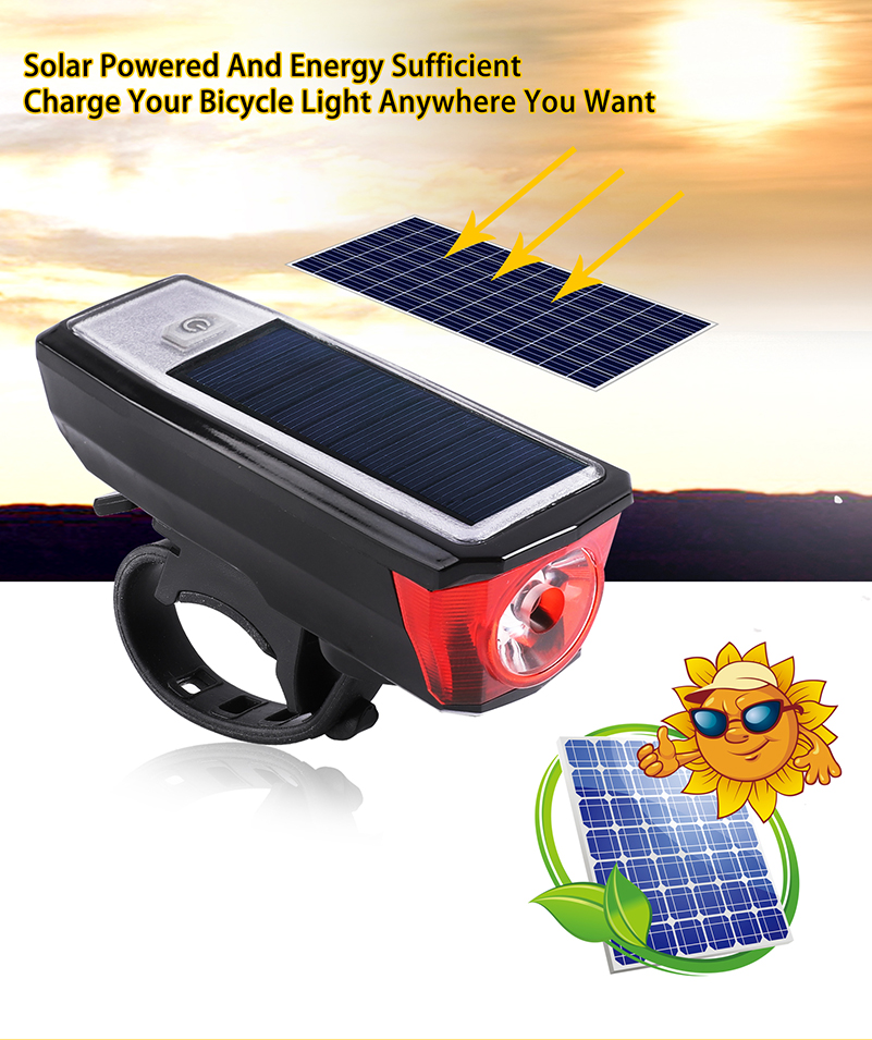  WEST  BIKING  Lampu  Klakson  Sepeda  Solar  USB  Power 